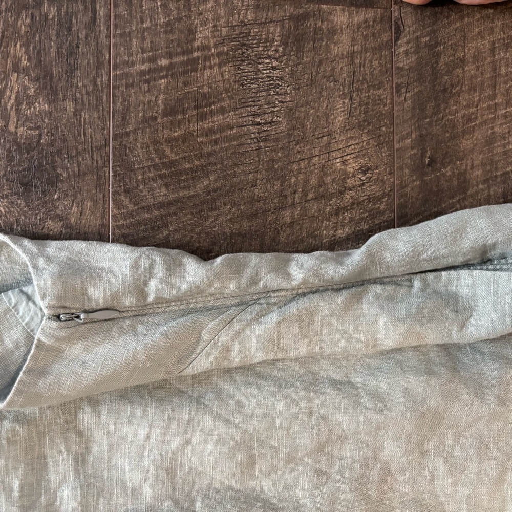 Abercrombie & Fitch Sage Green Linen Collection Scalloped Edge Dress - Picture 5 of 8